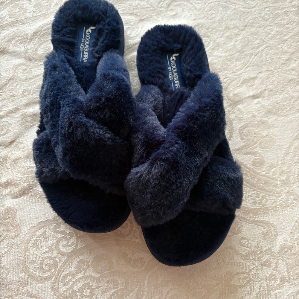 Koolaburra Navy Faux Fur Slippers by Ugg